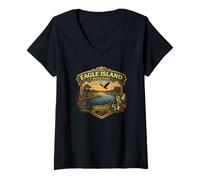 Women's Eagle Island State Park Idaho Novelty Graphic Souvenir V-Neck T-Shirt