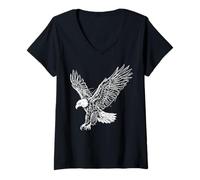 Women's Eagle Line Art America Freedom V-Neck T-Shirt