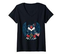 Womens Eagle of Liberty USA Power and Pride V-Neck T-Shirt