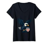 Womens Eagle of Valor American Strength and Spirit of Freedom V-Neck T-Shirt