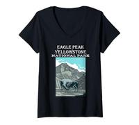 Women's Eagle Peak Yellowstone National Park Wyoming Hiking Outdoors V-Neck T-Shirt