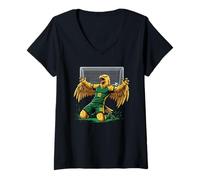 Women's Eagle Soccer Player Score Goal Celebration Knee Slide V-Neck T-Shirt