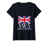 Womens Earls Court Tshirt Postcode SW5 London UK V-Neck T-Shirt