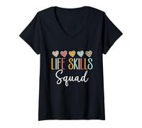 Womens Early Childhood Special Education Squad Life Skills Teacher V-Neck T-Shirt