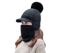 Womens Earmuffs Hats Flocking Thermal Cycling Warm Winter Hat Knitting Winter Hat Came Baseball Cap (Black, One Size)