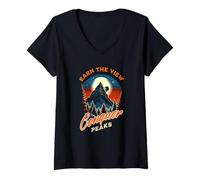 Women's Earn The View Conquer Peaks Chasing Summits Adventure V-Neck T-Shirt