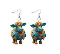 Women's Earrings 2023 Cartoon Cow Earrings Light Gift Acrylic Cute Playful Cartoon Cow White Elephant Gift Cute (1 Pair) (F, One Size)