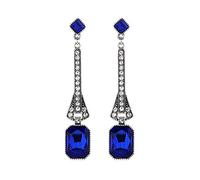 Women's Earrings Birthstone Earrings Gold Plated Iced Big Cushion Cubic Zirconia Drop Dangle Green For Women Fashion Jewelry Gift (Blue, One Size)