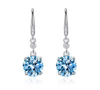 Womens Earrings, Blue Stud Earrings Dangle Cubic Zirconia Simple Round Solitaire Drop 30X9mm for Lesbian Graduation Jewelry Upgrade