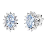 Women's Earrings by Amen from the Lady Collection. Earrings in 925 Silver with Rhodium Finish, Aquamarine Zircon and White Zirconia with One Size and Height 1 cm. Reference is: ORLDPBBAC