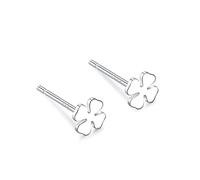 Women's Earrings Cubic Zirconia Dangle Hoop Earrings S999 Pure Silver Earrings for Women, Simple Four-leaf Clover Stud Earrings Made of Sterling Silver with Small Ear Bone