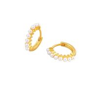 Women's Earrings Daily Commuting Mini Pearl Small Gold Plated Earrings Exquisite Temperament (Gold, 13. 8x12. 8mm)