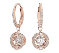 Swarovski Sparkling Dance earrings, Round, White, Rose gold-tone plated