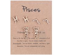 Women's Earrings Earrings Set for Women Earings Old-English Constellation Sign Letter Zodiacs of Jewelry Exquisite Birthday Pairs Zodiacs 12 Three Layer Constellation Gift Horoscopes Earrings (Color