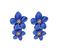 Women's Earrings Fashion Earrings European And Personality Trend Color Double Layer Flower Studs (C, One Size)