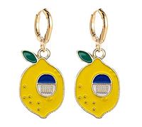 Women's Earrings Fruit Earrings Lemon Strawberry Cute Fruit Wind Alloy Oil Dropping Jewelry (F, 6)
