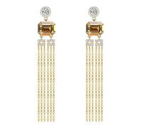 Women'S Earrings, Gold Earring Dangle Crystal Long Tassel with Cubic Zirconia 60X10mm for Sister Engagement Jewelry Elegant