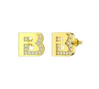 Women'S Earrings, Gold Studs Earrings Letter B with Cubic Zirconia for Sister Fathers Day Jewelry Popular