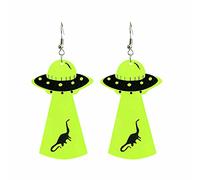 Women's Earrings Halloween Earrings Alien UFO Witch Stove Fluorescent Acrylic (B, One Size)
