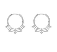 Women's Earrings Hoops, 9K White Gold Real Gold Earrings for Women Hoops Spider Web