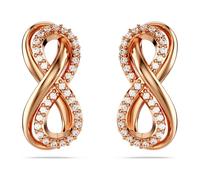 Swarovski Hyperbola stud earrings, Infinity, White, Rose gold-tone plated