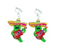 Women's Earrings Mexican De Ladies Glitter Atmosphere Earrings (Red, 8cm)