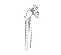 Women's Earrings Pearl Rhinestone Tassel Earrings Ear Clip For Women Girls No Piercing Zircon Ear Clips Rhinestone Cuff Wrap For Women (A, One Size)
