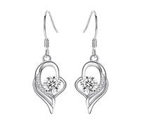 Women's Earrings Pendant Long Ladies Temperament Heart Fashion Eternal Earrings Heart Dangling Chain Earrings (Silver, One Size)