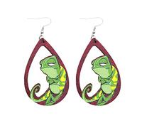 Women's Earrings Quality Earrings Cartoon Frog Droplet Hollow Out Pendant (Green, One Size)