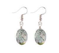 Women's Earrings Real Flower Tree Gem Handmade Baby's Breath Earrings Lace Flower Birthday Party Carnival Party Dating Eternal Handmade (D, One Size)