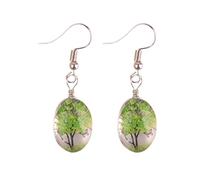 Women's Earrings Real Flower Tree Gem Handmade Baby's Breath Earrings Lace Flower Birthday Party Carnival Party Dating Eternal Handmade (C, One Size)