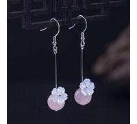 Women's Earrings S925 Silver Natural Shell Amazonite Rose Crystal Earrings Diy Exquisite Hand-Designed Flowers Earrings Beautiful Bou, LJBLEUSK
