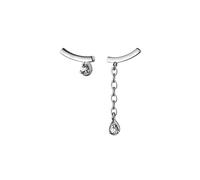 Women's Earrings Short Tassels Water Drop Earrings 925 Silver Shiny Rhinestones Asymmetrical Bow Shaped Earrings Earrings