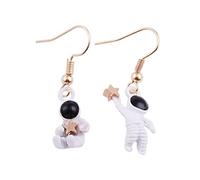 Women's Earrings Space Astronaut Earrings Asymmetric Left And Right Astronaut Star Split For Women (White, One Size)
