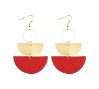 Women's Earrings Stacked Half Moon Earrings Reversible Geometric Metal Round Drop Statement (B, One Size)