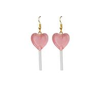Women's Earrings Statement Cute Heart Lollipop Earring Candy Dangle Earrings With Gold Hook (One Size)