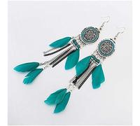 Women's Earrings, Stud Earrings Long Earrings Tassel Feather Earrings Vintage Carved Ethnic Wind Earrings Dream Catcher/Green,Women