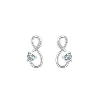 Womens Earrings Studs, Infinity with Heart Moissanite Earrings18K White Gold