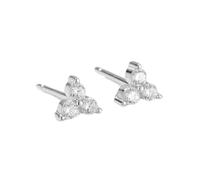 Womens Earrings Studs, Triangle with Round Moissanite Earrings14K White Gold