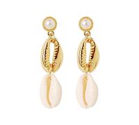 Women's Earrings Summer Bohemia Seashell Earring Pearl Stud Earrings Beach Ocean Accessories (B, One Size)