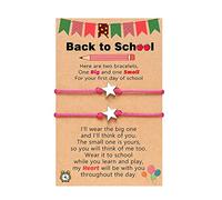 Women's Earrings The First Day of Kindergarten School Season Cartoon Color Card Knitting Bracelet Mother and Daughter Hand Rope Surplus Watch (F, One Size)