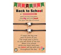 Women's Earrings The First Day of Kindergarten School Season Cartoon Color Card Knitting Bracelet Mother and Daughter Hand Rope Surplus Watch (A, One Size)