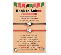 Women's Earrings The First Day of Kindergarten School Season Cartoon Color Card Knitting Bracelet Mother and Daughter Hand Rope Surplus Watch (B, One Size)