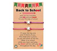 Women's Earrings The First Day of Kindergarten School Season Cartoon Color Card Knitting Bracelet Mother and Daughter Hand Rope Surplus Watch (D, One Size)