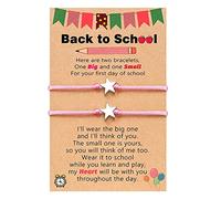 Women's Earrings The First Day of Kindergarten School Season Cartoon Color Card Knitting Bracelet Mother and Daughter Hand Rope Surplus Watch (E, One Size)