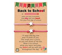Women's Earrings The First Day of Kindergarten School Season Cartoon Color Card Knitting Bracelet Mother and Daughter Hand Rope Surplus Watch (C, One Size)