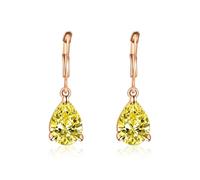 Women'S Earrings, Yellow Stud Earrings Dangle Simple Large Drop Shaped Zircon 29.5X8.8mm for Sister Birthday Jewelry Fashion