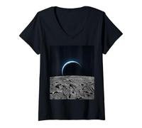 Women's Earth Crescent Horizon View Astronomy Astrophysics Scene V-Neck T-Shirt
