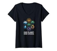 Women's Earth Day Eco Harmony: One Planet One Choice V-Neck T-Shirt