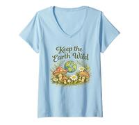 Women's Earth Day - Eco Nature Conservation Keep Earth Wild V-Neck T-Shirt